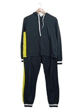 Grinario Sports Damen Trainingsanzug L Schwarz Kapuze Baumwolle Streifen Sport