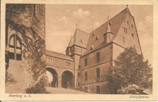 AK Marburg a. d. Lahn - Schlosspartie, Schlosstor - 1919 gel. Doppeltonkarte