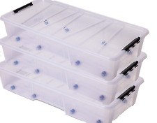 3x Unterbettbox Rollbox Aufbewahrungsbox mit Deckel 35L Spielzeugkiste Rollen