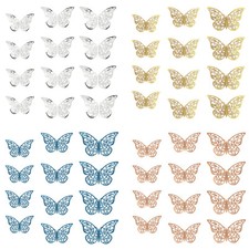 3D Schmetterlinge 12er Set + Klebepunkte Glänzend Wand Deko Gold Silber -Wählbar