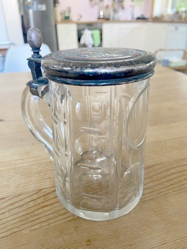 Antiker glas bierkrug von 1889 - antiker,
