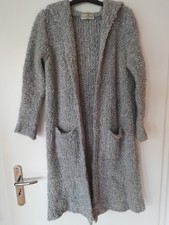 Wollmantel Strickjacke, lange Wolljacke mit Kapuze 