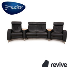 Stressless Arion Leder Viersitzer Schwarz manuelle Funktion Sofa Couch
