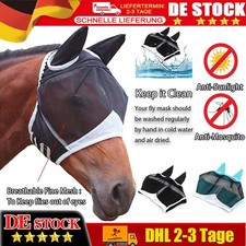 1/2X Pferd Anti Fliegenmaske Kapuze Vollgesichtsnetz Schutz Pferdemaske Anti-UV-