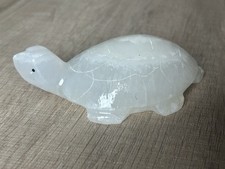 Steintier Calcit weiß  Schildkröte , Heilstein Feng Shui Indianer Turtle
