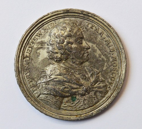 Medaille zinn schlacht poltawa - zinn,