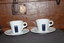 2 Lavazza Tassen mit Unterteller weiß blau Kaffeetassen 100 ml ipa Italien