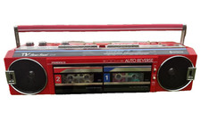 HITACHI TRK-W404 Rare Vintage Red Cassette Deck Boombox Japan Retro Warranty