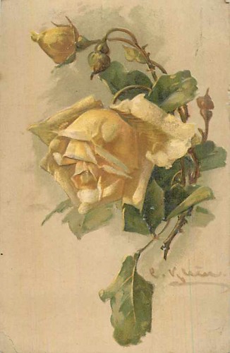 Gelbe rose jugendstil - -,