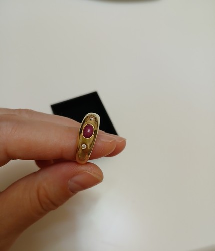 Brillant rubin ring 333 gold - ring,