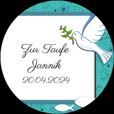 Tortenaufleger essbar Fondant rund 20cm durchmesser Taufe Personalisiert 