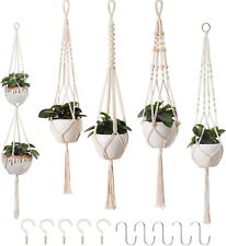 Petutu 5er Set Makramee Blumenampel, Boho Deko Baumwollseil Hängeampel Blumentop