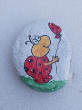 handbemalter Stein/Naturstein  " Käferchen mit Ballon  " Liebesstein