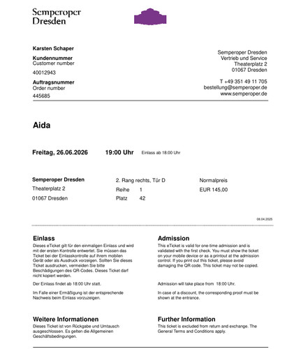 Tickets semperoper aida - 2,