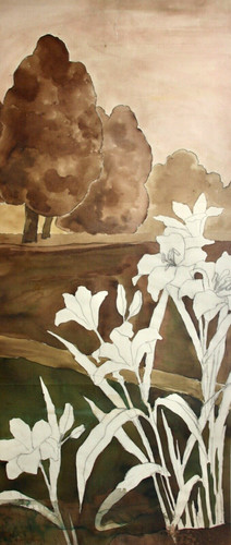 Landschaft mit weißen - , lilien