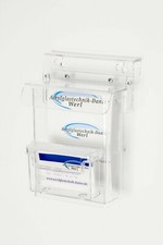 DIN A 6 Flyerbox mit Visitenkartenbox wetterfest / Prospektbox/Prospekthalter
