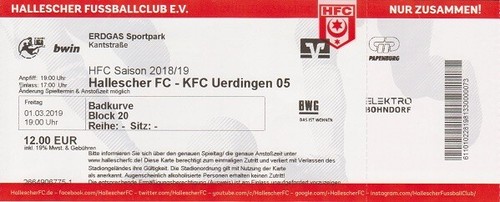 Ticket 2018 hallescher fc - 2018/19,