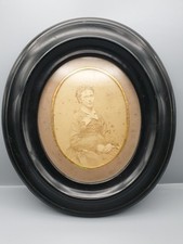 Biedermeier Antiker ovaler Bilderrahmen aus Holz Damenporträt 27 cm X 23 cm