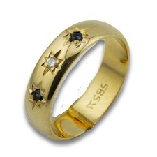 Brillant Saphir Gold Ring 585 14 Kt Gelbgold 0,03 Ct Diamant Damen Wert 800,-