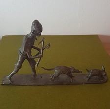 Jäger - Hund - Hase . Afrikanische Bronze