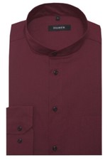 HUBER Stehkragen Herren Hemd rot weinrot Regular Fit HU-0657 Made in EU