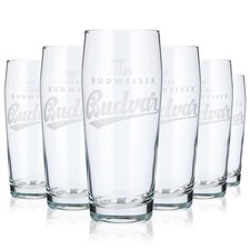 6x Budweiser Bier Glas Willigläser 0,5l Becher Biergläser weißes Logo