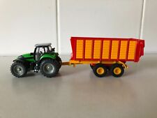 1xDeutz Fahr Agrotron 1880 Trecker, 1xSiku 1650 Silage-Anhänger in rot M.1:87