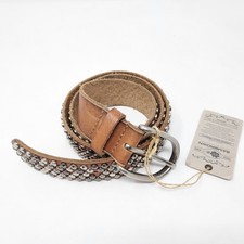 Sambrown Cowboysbelt 359016 Ledergürtel Nietengürtel Silber/Braun Veg Tan Gr. 90