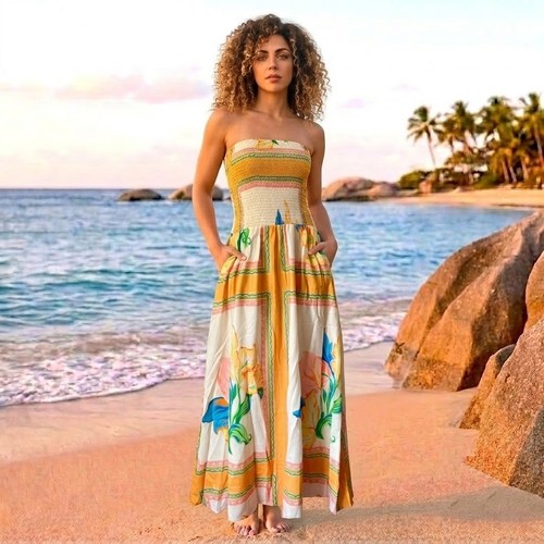 Leinen sommerkleid mit - leinen, taschen