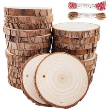 Holzscheiben Bastelholz Holzringe Rinde DIY Weihnachtsdeko Hochzeitsdeko 30 S...