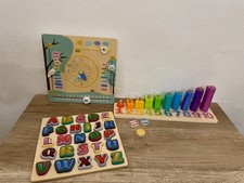 3-teiliges Holz-Lernspiel-Set für Kinder: Zählen, Formen & ABC (gebraucht)