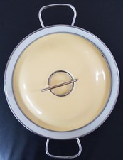 ❤❤50er Mid Century MES Emaille Buntstahl Topf Kochtopf Gelb