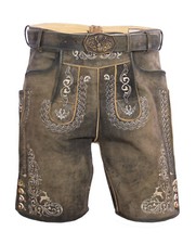 kurze Trachtenlederhose Latz zum Knöpfen Gürtel Plattlerhose von Fuchs Trachten