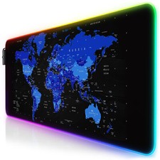 Titanwolf WELTKARTE RGB Gaming Mauspad 800 x 300 x 4mm XL Format LED Multi Color