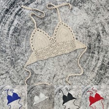 Sexy Damen Häkel Strick Neckholder Bikini Oberteil für Bademode und Strandakti