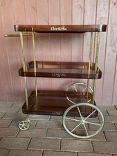 Alter Friseurwagen Kosmetikwagen L‘ORÉAL ELNETT 3-Stöckig Midcentury Messing