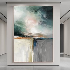 Einzelstücke!Avantgard Abstrakt 100x130 cm Eiche gerahmt Leinwandbilder Airbrush