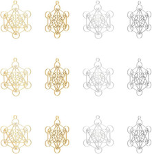 12 Stück 2 Farben Metatrons Würfel Anhänger Edelstahl Anhänger Gold Hexagramm An