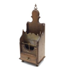 Alter Holz Messing Briefständer für Briefe mit Schublade vom Schreibtisch