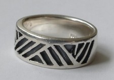 Ring geschwärztes Dekor schlicht 925 Silber Vintage 70er ring silver