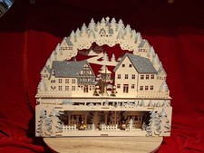 Schwibbogen Lichterbogen Winterdorf L 45 H 40cm Batterie 2 Teilig Nachlass 