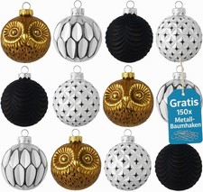 12er Set Weihnachtskugeln Glas