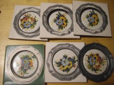 Zinn  6 Zinnuntersetzer Blume