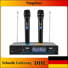 Funkmikrofon Wireless Microphone Mikrofon Set 2 Kanal UHF Hand Mikrofon LED