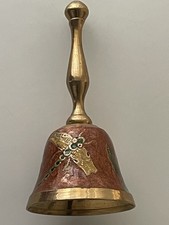 Cloisonné-Emaille – Messing- Glocke -Handarbeit - Motiv Blume & Libelle 11,5 cm