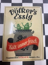 Völker´s Essig altes Reklame - Blechschild 1950er Jahre Kitzingen a.M.