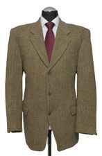 Harris Tweed Sakko Jackett 54 braun beige Fischgrat Einreiher 3-Knopf wie Neu