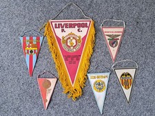 6 Fußball-Wimpel Europa, Anfang 80er Jahre, u.a. FC Liverpool