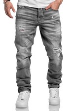 Herren Jeans Regular Straight Fit Denim Hose Destroyed 7984