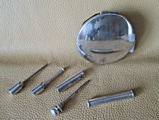 Sillems Tabaliere Silver Plate / Leder + 2 Pfeifenstopfer Silber 925